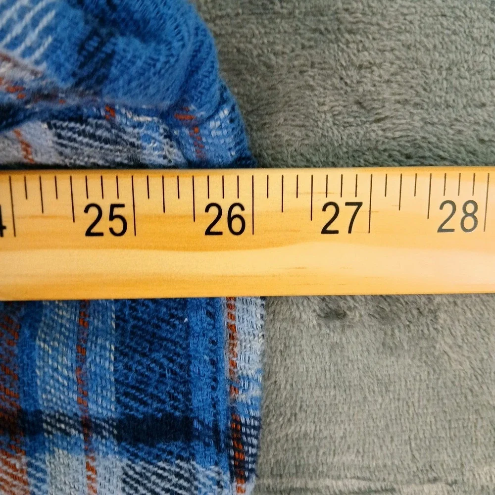 Flag & Anthem Shirt Mens 2XL Blue Plaid Long Sleeve Flannel Western Cotton Relax - Picture 5 of 10